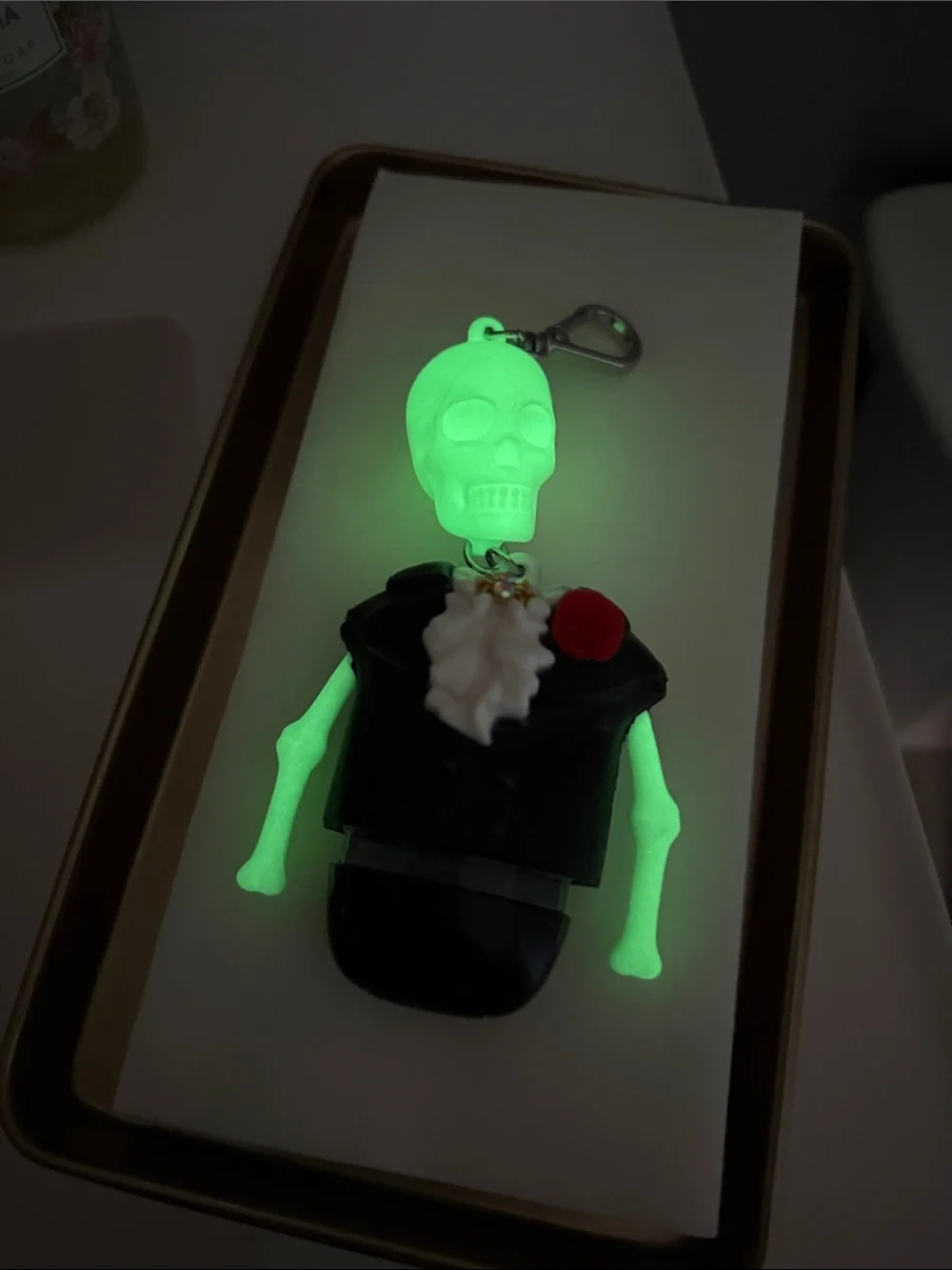 Bath & Body Works Glow in the Dark Skeleton Keychain Hand Sanitizer Holder